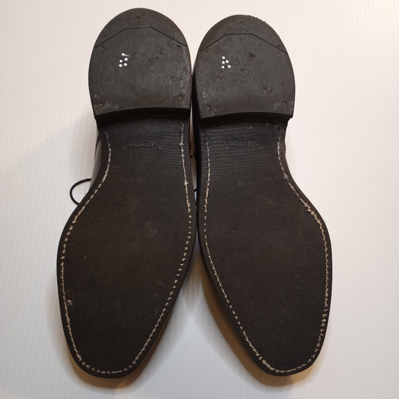 Vintage Allen Edmonds Dryden Oxfords Sz 9 D Black Vibram Soles Brogue captoe - Picture 5 of 10